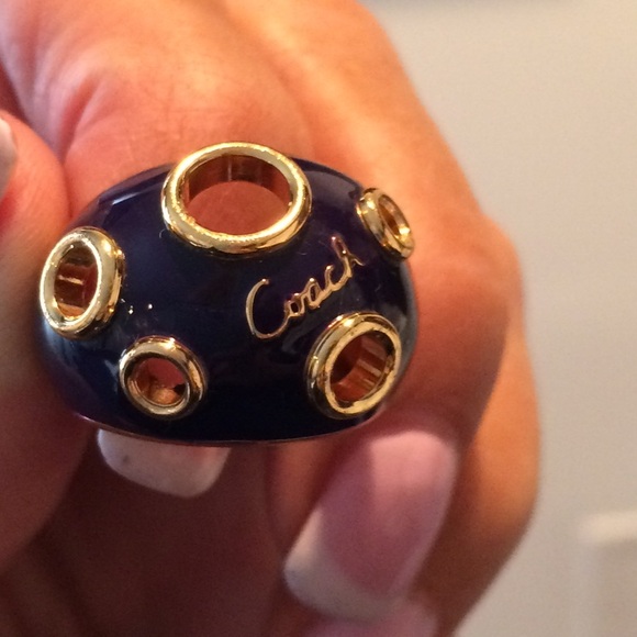 Coach navy enamel with gold accents ring - Picture 1 of 4